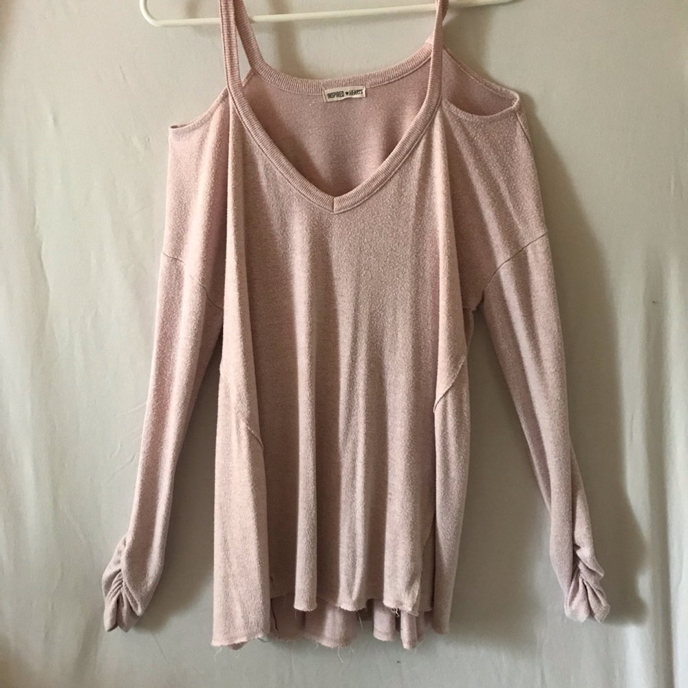 Inspired Hearts Cut Out Shoulder Top